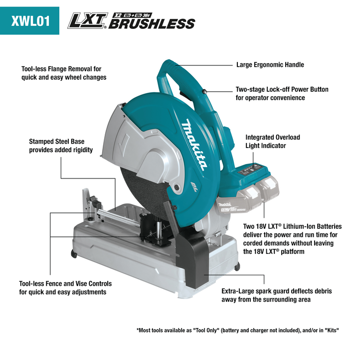 36V (18V X2) LXT® Brushless 14" Cut‑Off Saw Kit (5.0Ah)