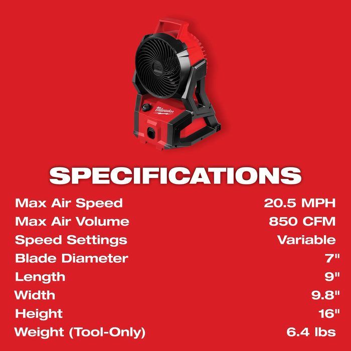 M18™ Brushless PACKOUT™ Fan + M18™ REDLITHIUM™ XC 5.0Ah Battery and Charger Starter Kit