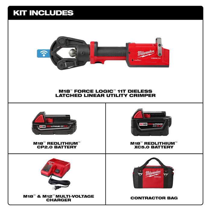 M18™ FORCE LOGIC™ 11T Dieless Latched Linear Utility Crimper