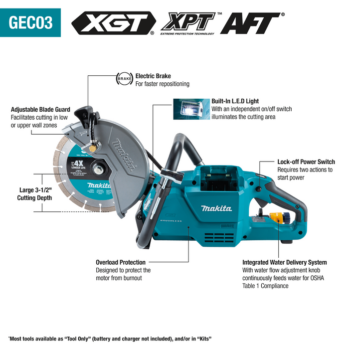 40V max XGT® Brushless Cordless 9" Power Cutter, with AFT®, Electric Brake, Tool Only
