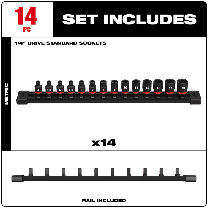 14PC SHOCKWAVE™ Impact Duty Metric Standard 6 Point Socket Set