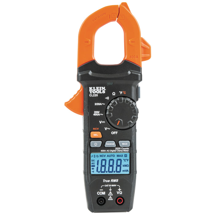 Digital Clamp Meter, AC Auto-Ranging 400 Amp with Temp