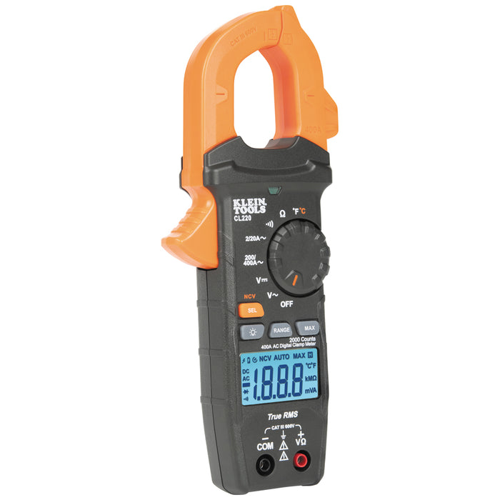 Digital Clamp Meter, AC Auto-Ranging 400 Amp with Temp