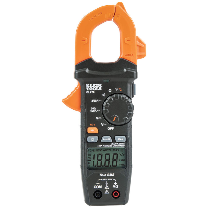 Digital Clamp Meter, AC Auto-Ranging 400 Amp with Temp