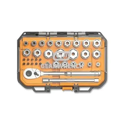 GearWrench 1/4 in. Drive 72-Tooth 6-Point SAE/MM Mechanics Hand Tool Set with Stubby Sockets (34 Piece)