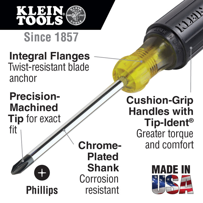 #1 Phillips Screwdriver, 3-Inch Round Shank