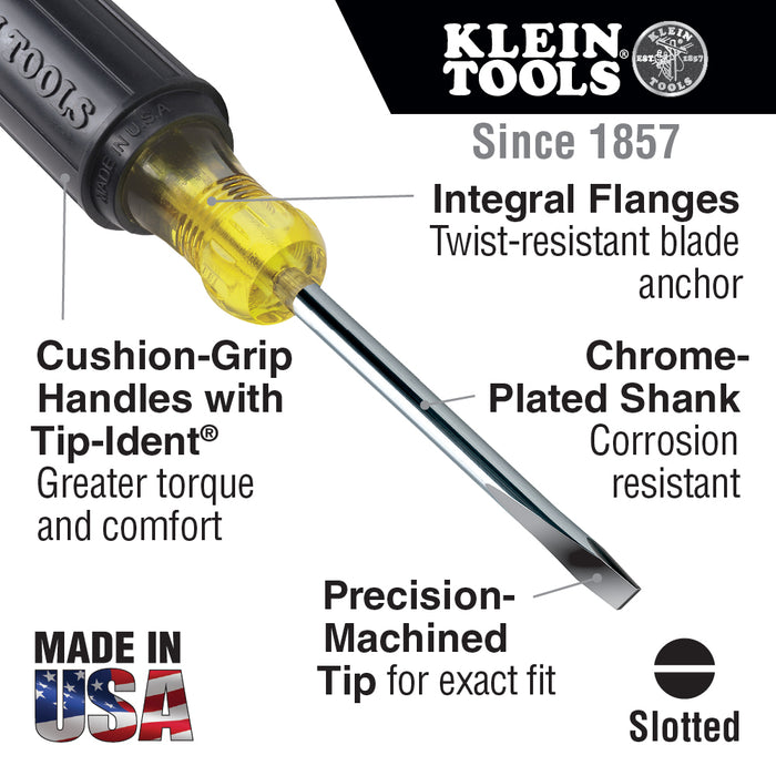 3/16-Inch Cabinet Screwdriver, 6-Inch Round Shank