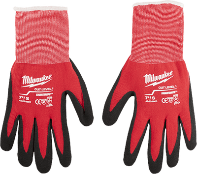 Large Red Nitrile Level 1 Cut Resistant Dipped Work Gloves