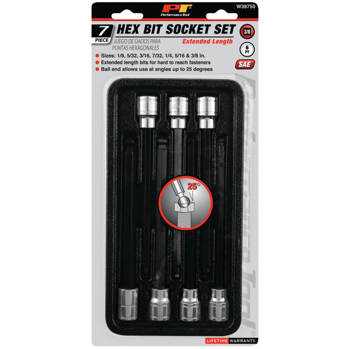 7 pc. 3/8" Dr. SAE Hex Bit Set