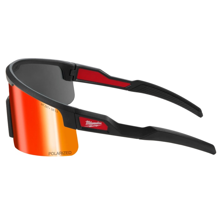 Polarized Wrap Around Safety Glasses - Red Mirrored Dual Coat Lenses