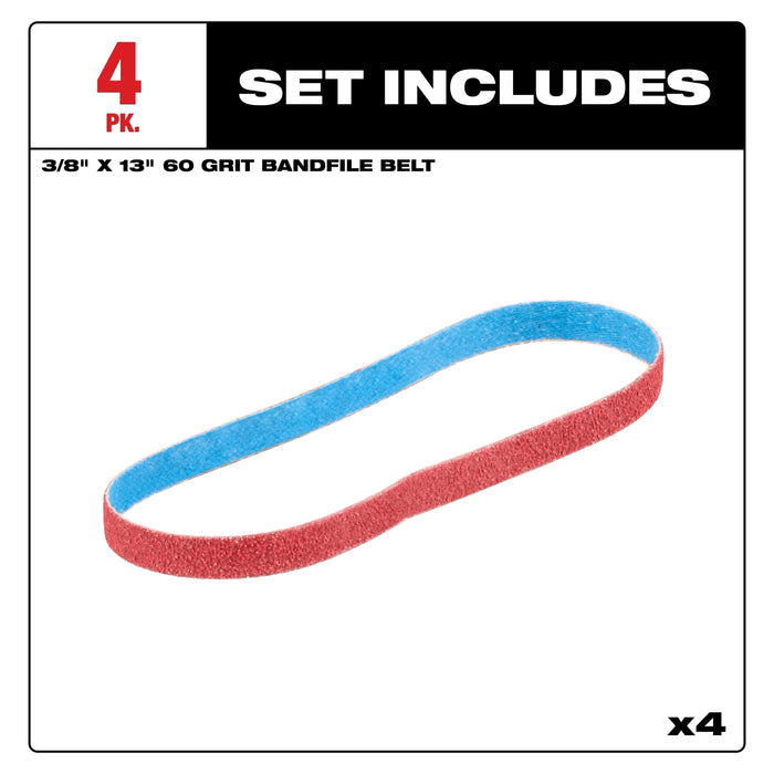 3/8” x 13” 60 Grit Bandfile Belts – 4 pack