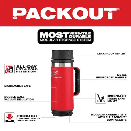 PACKOUT™ 18oz Insulated Mug with Sip Lid Red