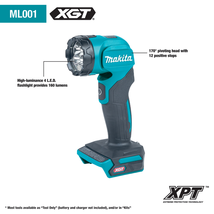 40V max XGT® Cordless L.E.D. Flashlight, Flashlight Only