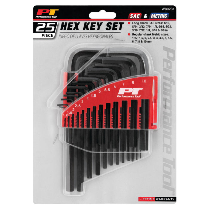 25 pc. SAE/Metric Hex Key Set