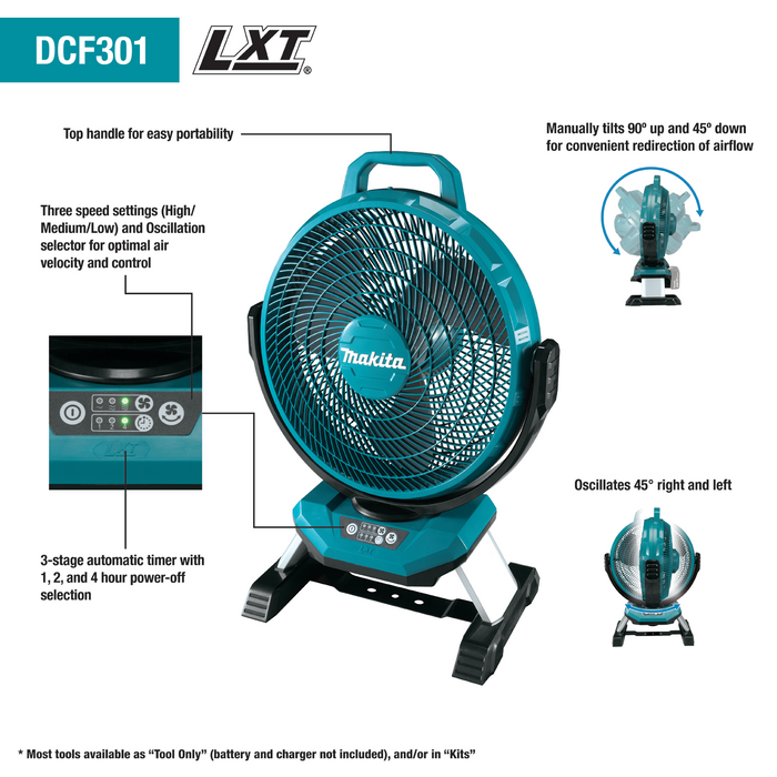 18V LXT® Lithium‑Ion Cordless/Corded 13" Fan, Tool Only