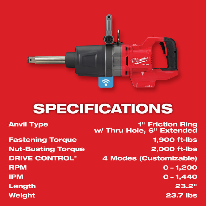 M18 FUEL™ 1 in. D-Handle Ext Anvil High Torque Impact Wrench w/ ONE-KEY™