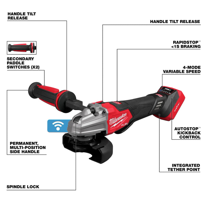 M18 FUEL™ 4-1/2" / 5" Dual-Trigger Braking Grinder