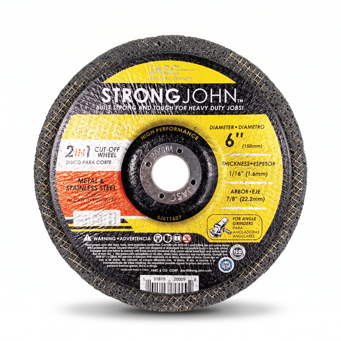 STRONG JOHN 6" x 1/16" x 7/8" T1 ABRASIVE CUT-OFF WHEEL