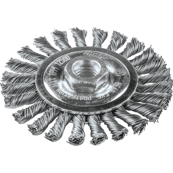 4" Knot Cable Twist Wire Wheel, Stainless, 5/8"‑11