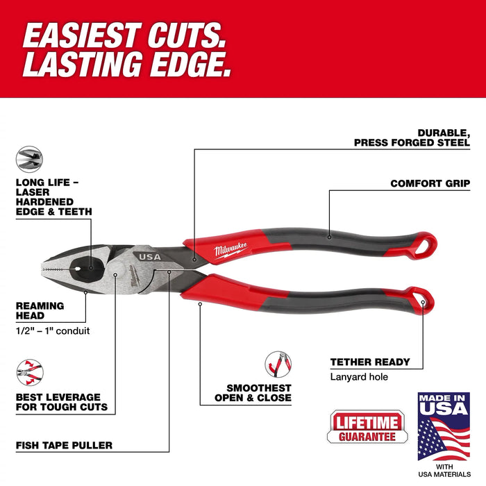 9" Lineman's Comfort Grip Pliers (USA)