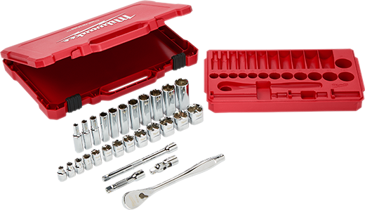 3/8 in. Drive 28 pc. Ratchet & Socket Set- SAE