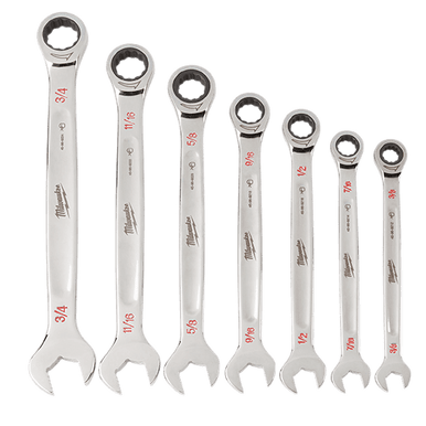 7pc Ratcheting Combination Wrench Set - SAE