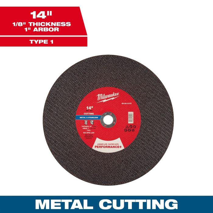 14" x 1/8" x 1" Performance+ Metal Cut Off Wheel - Type 1