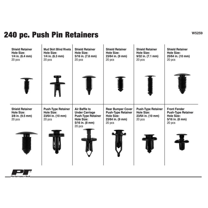 240 pc. Push Pin Retainer Assortment