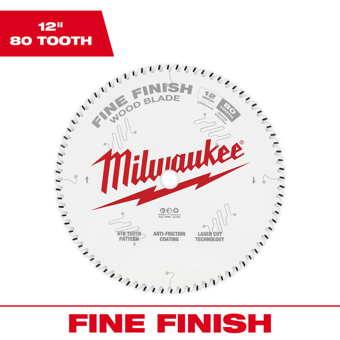 12 in. 80T Fine Finish Circular Saw Blade