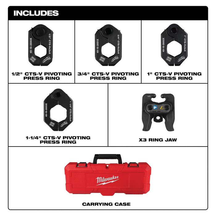 1/2" - 1-1/4" CTS-V Pivoting Press Ring Kit for M12™ FORCE LOGIC™ Press Tool