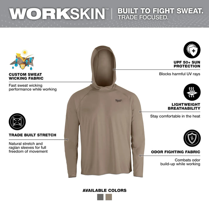 WORKSKIN™ Hooded Sun Shirt - M Sandstone