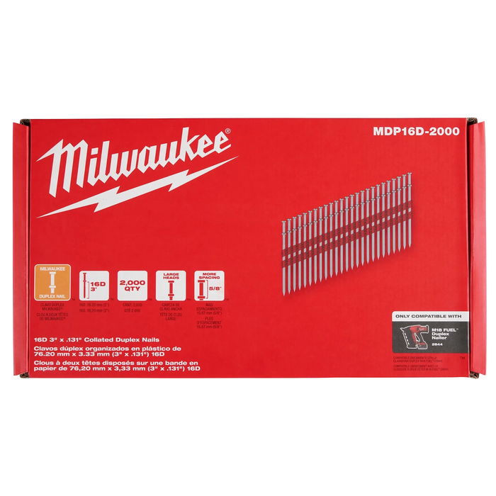Milwaukee® 16D 3” x .131” Collated Duplex Nails