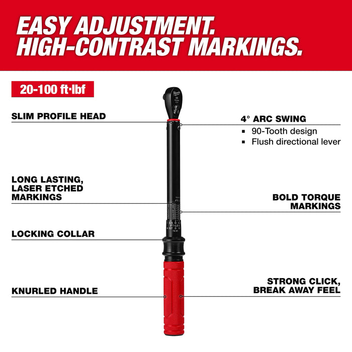3/8” Drive Click Torque Wrench (20-100 ft·lbf)