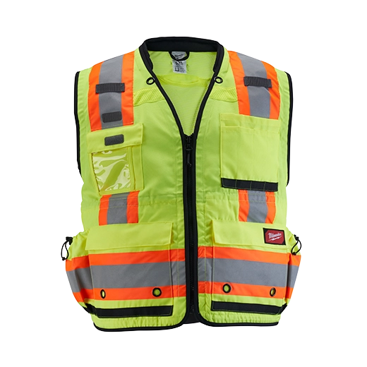 Class 2 Surveyor's High Visibility Yellow Safety Vest - L/XL