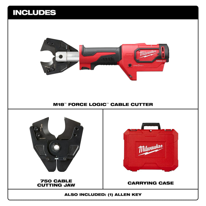 M18™ FORCE LOGIC™ Cable Cutter with 750 MCM Cu Jaws