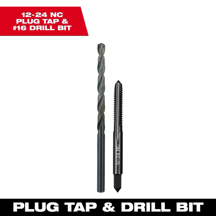 12-24 NC Straight Flute Plug Tap & #16 Drill Bit