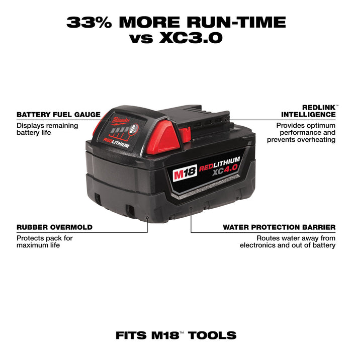 M18™ REDLITHIUM™ XC 4.0Ah Extended Capacity Battery Pack