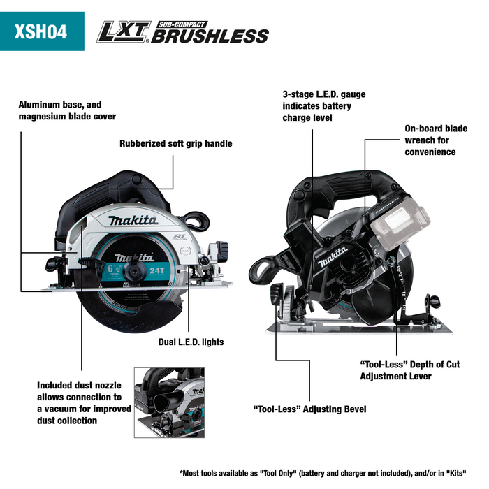 18V LXT® Lithium‑Ion Sub‑Compact Brushless Cordless 6‑1/2” Circular Saw Kit (2.0Ah)