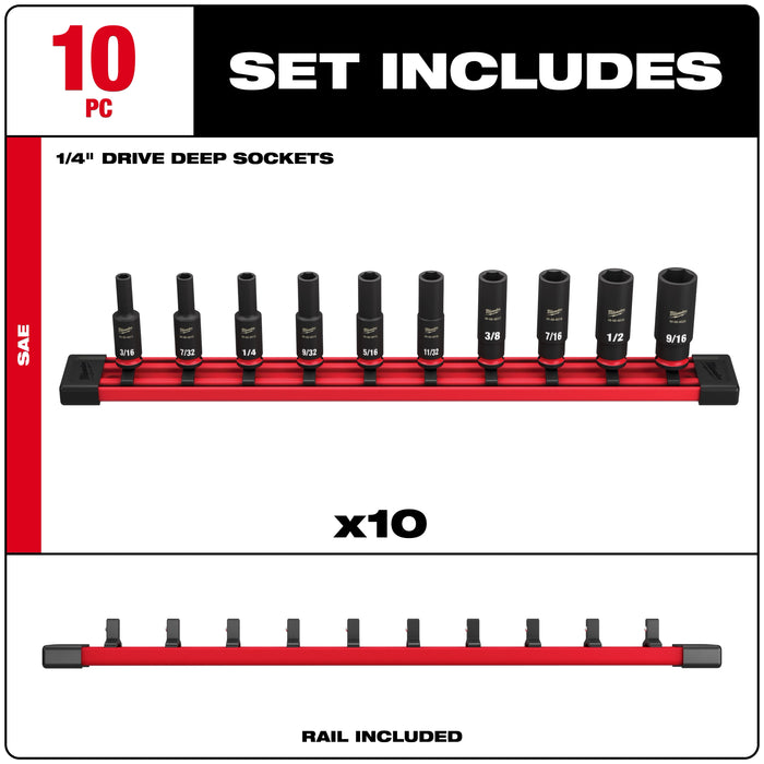 10PC SHOCKWAVE™ Impact Duty SAE Deep 6 Point Socket Set