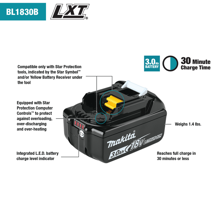 18V LXT® Lithium‑Ion 3.0Ah Battery, 2/pk