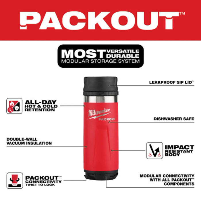 PACKOUT™ 18oz Insulated Bottle with Sip Lid Red