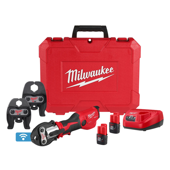 M12 FORCE LOGIC™ Press Tool Kit w/ ONE‑KEY™ with 1/2" – 1" CTS‑V Jaws