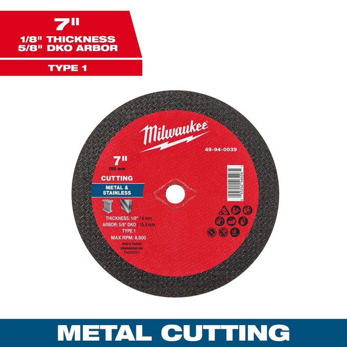 7" x 1/8" x 5/8" DKO Metal Cut Off Wheel -Type 1