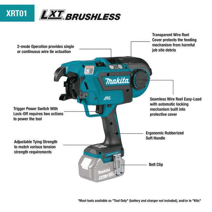 Makita 18V LXT® Lithium‑Ion Brushless Cordless Rebar Tying Tool Kit (5.0Ah)