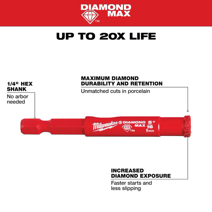 Milwaukee® 5/16" Diamond Max™ Hole Saw Bit