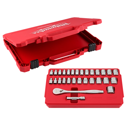 29pc 3/8" Drive Metric & SAE Ratchet and Socket Set with FOUR FLAT™ SIDES