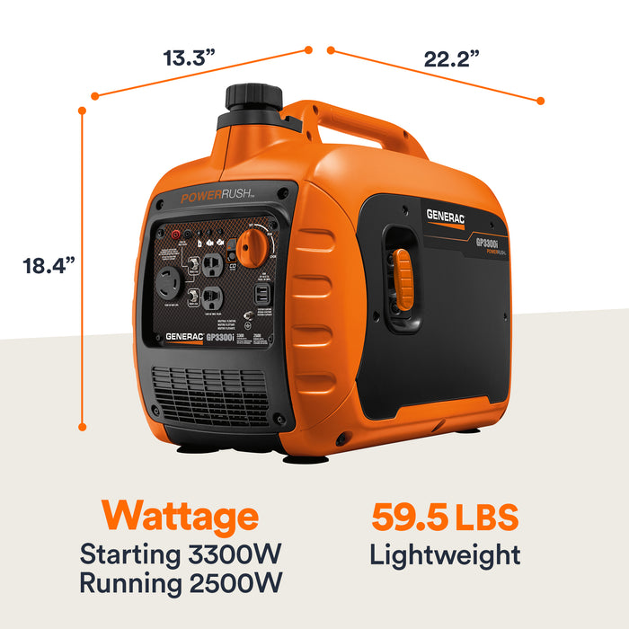 Generac 3300 Watt Portable Inverter Generator With COSENSE® Technology GENERAC