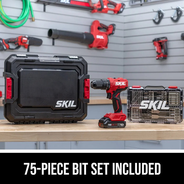Brushless 20V Hammer Drill Kit, with 75-Pc. Drill & Drive Bit Set with Interlocking Case