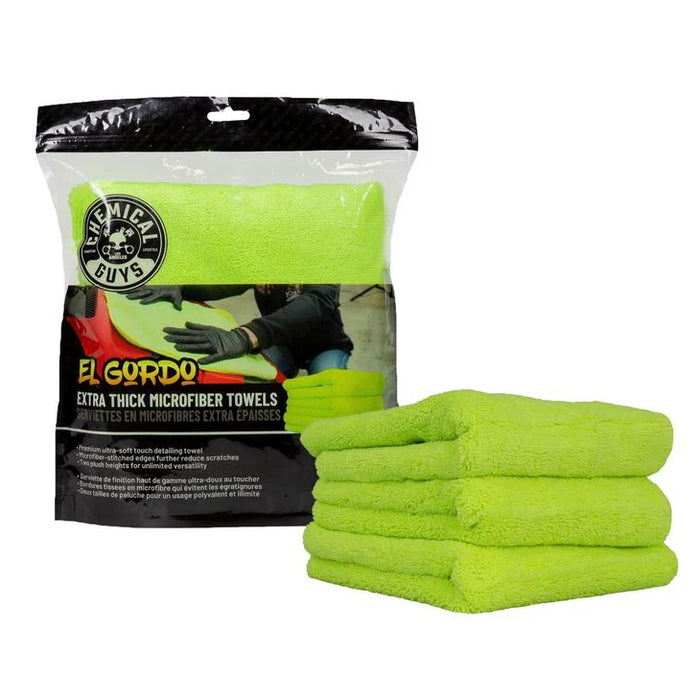 El Gordo Extra Thick Profesional Microfiber Towel, Green 16.5” x 16.5” (3 pack)