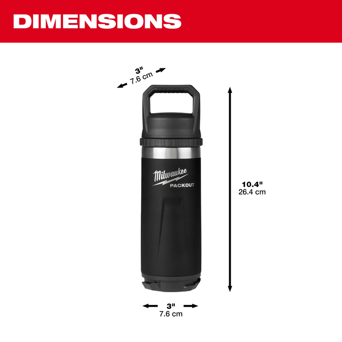 PACKOUT™ 18oz Insulated Bottle with Chug Lid (Black)